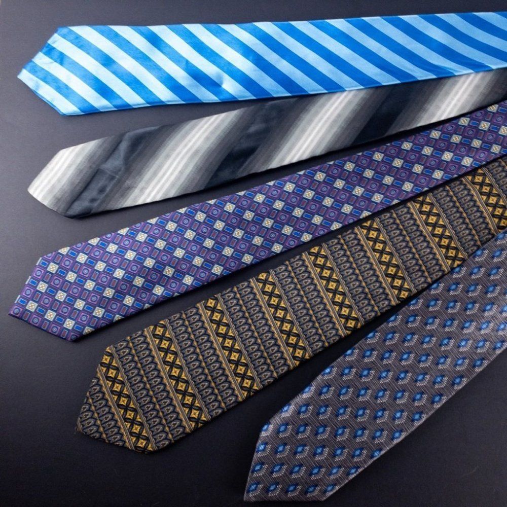 5 Brand Name Ties including Dior, Aquascutum, Vanderbilt, and The Met Museum